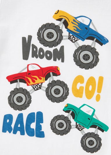 Boys White Monster Truck T-Shirt (1-7yrs)