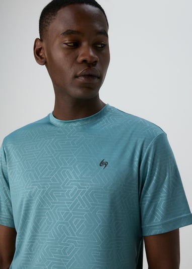 Souluxe Teal Geometric T-Shirt