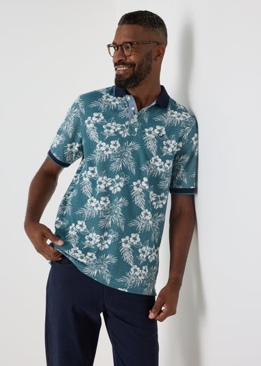 Lincoln Teal Floral Polo Shirt