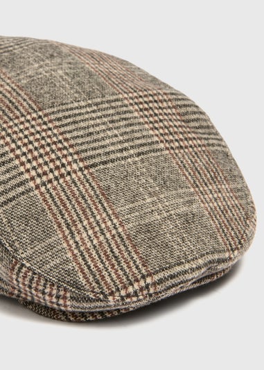 Grey Check Flat Cap