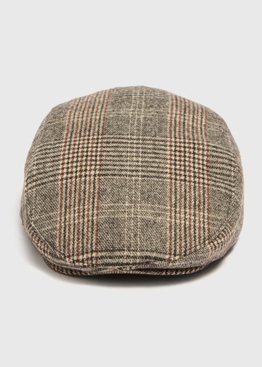 Grey Check Flat Cap