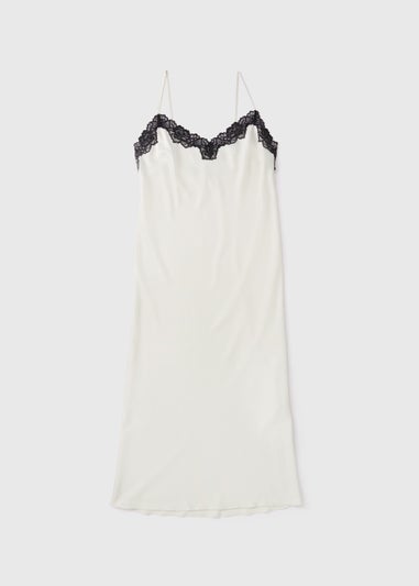 Cream Satin Contrast Lace Nightie