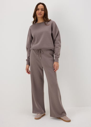 Brown Wide Leg Jogging Bottoms