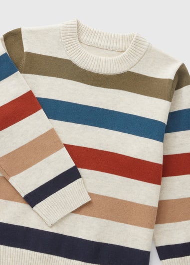 Boys Cream Striped Knitted Jumper (1-7yrs)