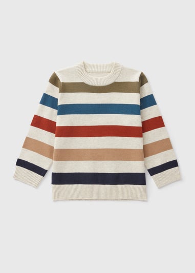 Boys Cream Striped Knitted Jumper (1-7yrs)