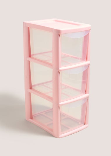 Pink Small Drawer Tower (26cm x 19cm x 48cm)