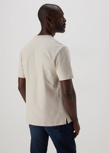 Lincoln Ecru Textured Stripe T-Shirt