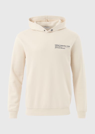 Cream Slogan Hoodie