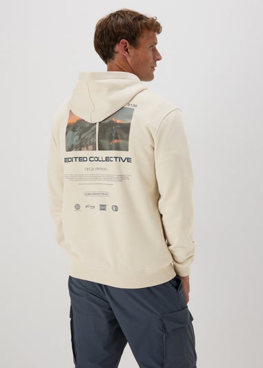 Cream Slogan Hoodie