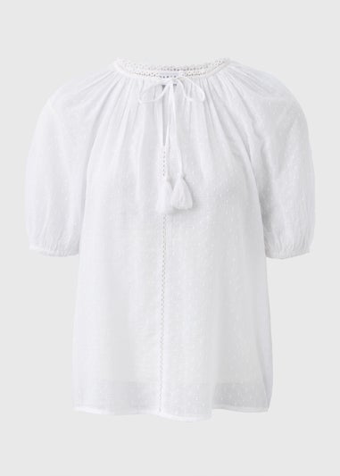 White Dobby Boho Blouse