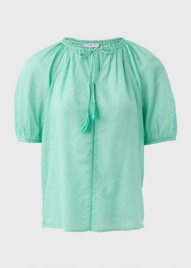 Turquoise Dobby Boho Blouse