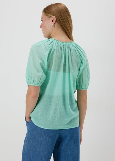 Turquoise Dobby Boho Blouse