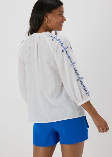 White Embroidered Blouse