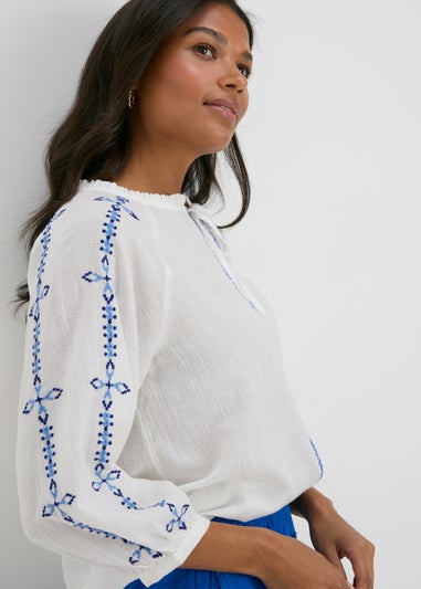 White Embroidered Blouse