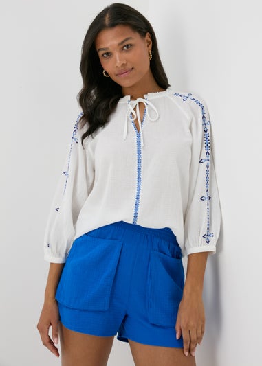 White Embroidered Blouse