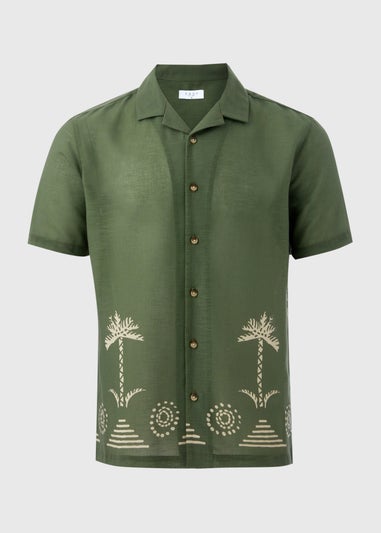 Khaki Palm Tree Printed Shirt