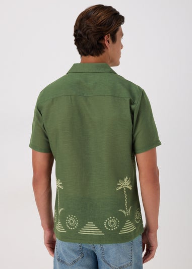 Khaki Palm Tree Printed Shirt