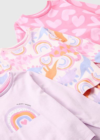 Girls 3 Pack Pink Dino Pyjama Set (1-7yrs)