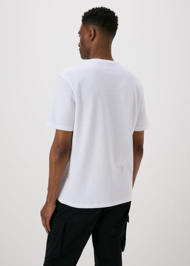 White Embroidered Textured T-Shirt