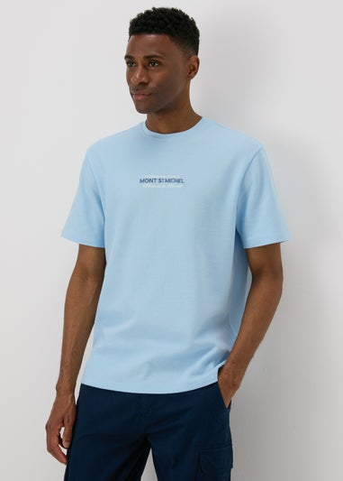 Blue Textured Embroidered T-Shirt