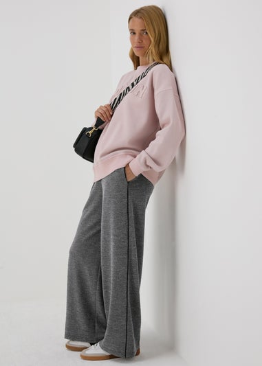 Grey Textured Straight Leg Jogging Bottoms