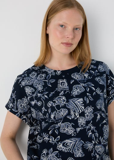 Blue Paisley Pocket Detail T-Shirt