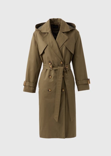 Et Vous Khaki Hooded Trench Coat