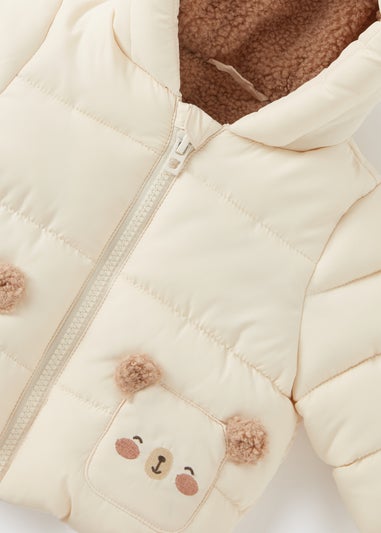 Baby Cream Bear Padded Showerproof Jacket (Newborn-23mths)