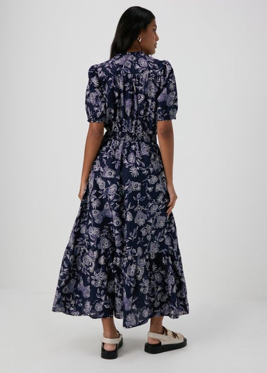 Navy Paisley Midi Dress