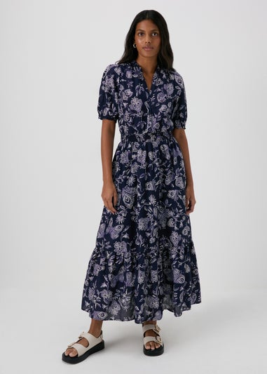 Navy Paisley Midi Dress