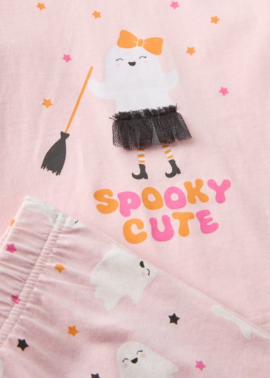 Girls Pink Halloween Top & Bottoms Pyjama Set (1-7yrs)