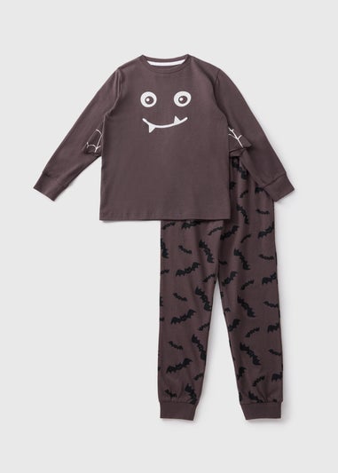 Boys Black Bat Top & Bottom Pyjama Set (1-7yrs)