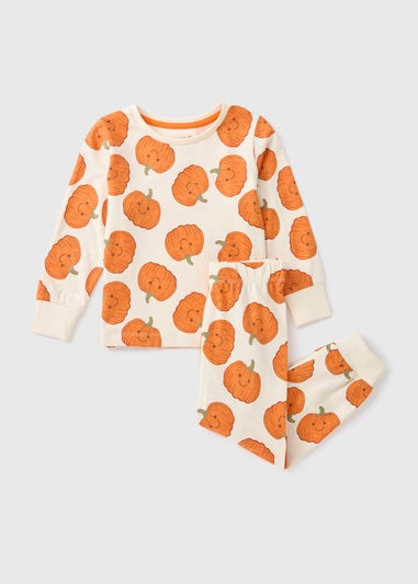 Unisex Oatmeal Pumpkin Top & Bottoms Pyjama Set (1-7yrs)