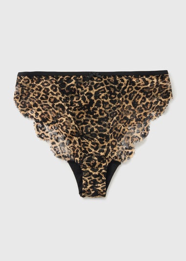 Leopard Lace High Leg Knickers