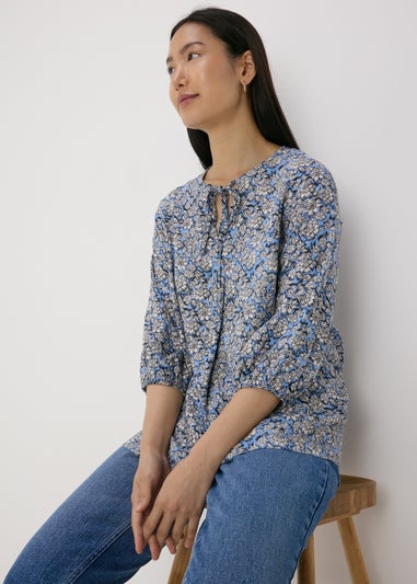 Blue Floral Blouse