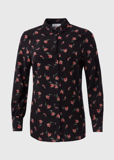 Black Floral Viscose Shirt