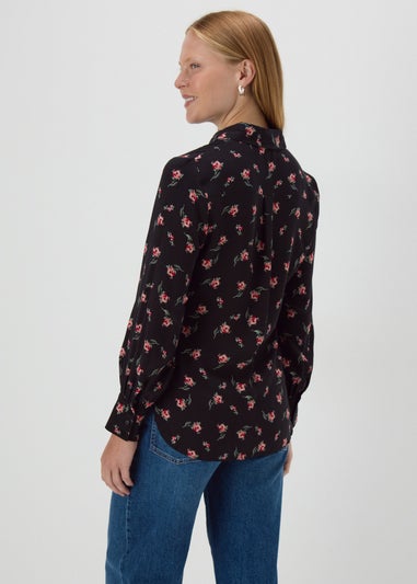 Black Floral Viscose Shirt