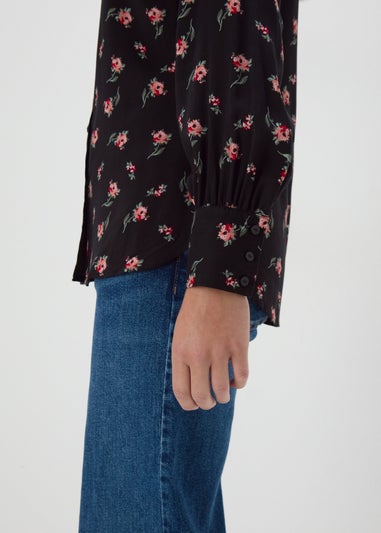 Black Floral Viscose Shirt