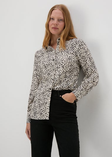 Cream Spot Print Viscose Shirt