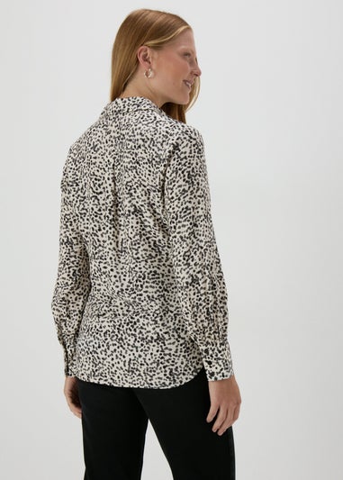 Cream Spot Print Viscose Shirt