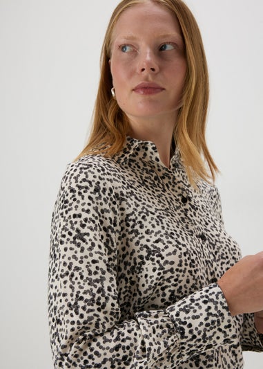 Cream Spot Print Viscose Shirt