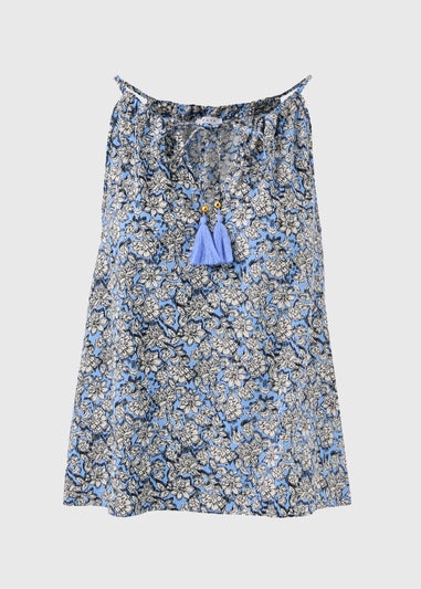 Blue Floral High Apex Cami