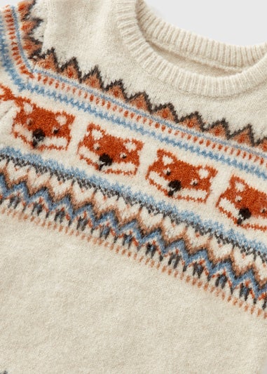 Boys Cream Fox Knit Jumper (1-7yrs)