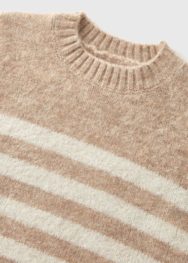 Boys Oatmeal Striped Knitted Jumper (1-7yrs)