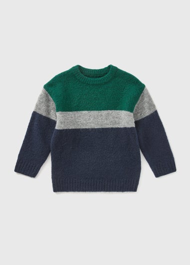 Boys Navy Block Colour Knitted Jumper (1-7yrs)