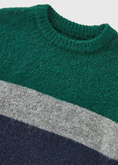 Boys Navy Block Colour Knitted Jumper (1-7yrs)