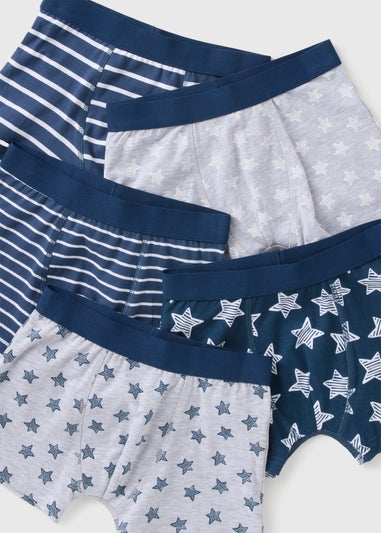 5 Pack Boys Blue Star Boxers (2-11yrs)