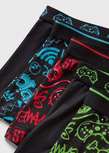 5 Pack Boys Black Gamer Trunks (2-14yrs)