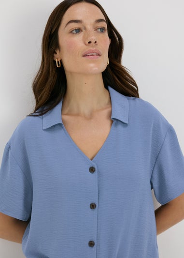 Blue Front Tie Airflow Shirt