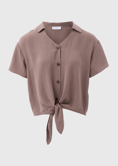 Brown Front Tie Airflow Shirt